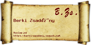 Berki Zsadány névjegykártya